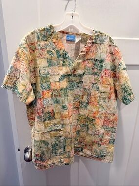 Crest Softwear Medium Printed Scrub Multicolor Abstract Leaf Healthcare Uniform